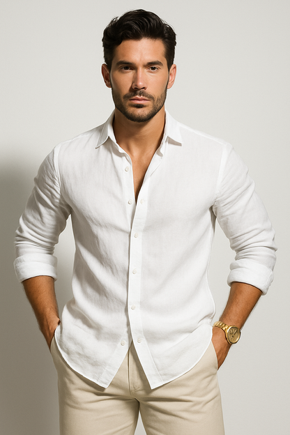 Classic Linen Shirt | Men's Shirt with Moisture-Wicking Fabric | Versatile Style for Warm Weather