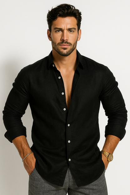 Classic Linen Shirt | Men's Shirt with Moisture-Wicking Fabric | Versatile Style for Warm Weather