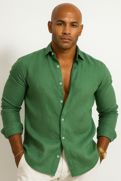 Classic Linen Shirt | Men's Shirt with Moisture-Wicking Fabric | Versatile Style for Warm Weather