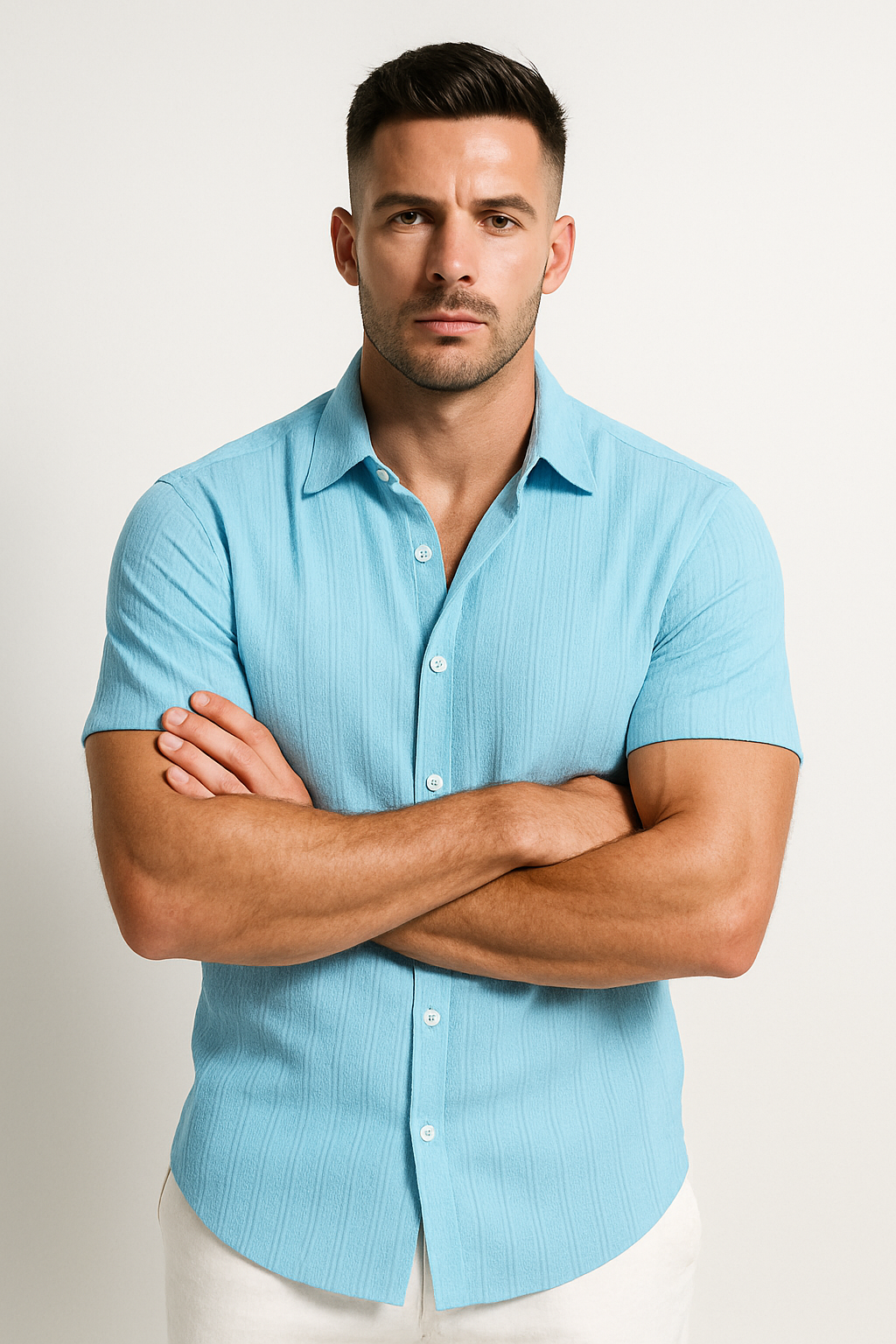 Classic Short Sleeve Men's Shirt with Slim Fit Design | Lightweight Fabric for Versatile Summer Style