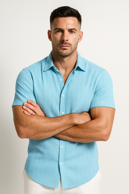 Classic Short Sleeve Men's Shirt with Slim Fit Design | Lightweight Fabric for Versatile Summer Style