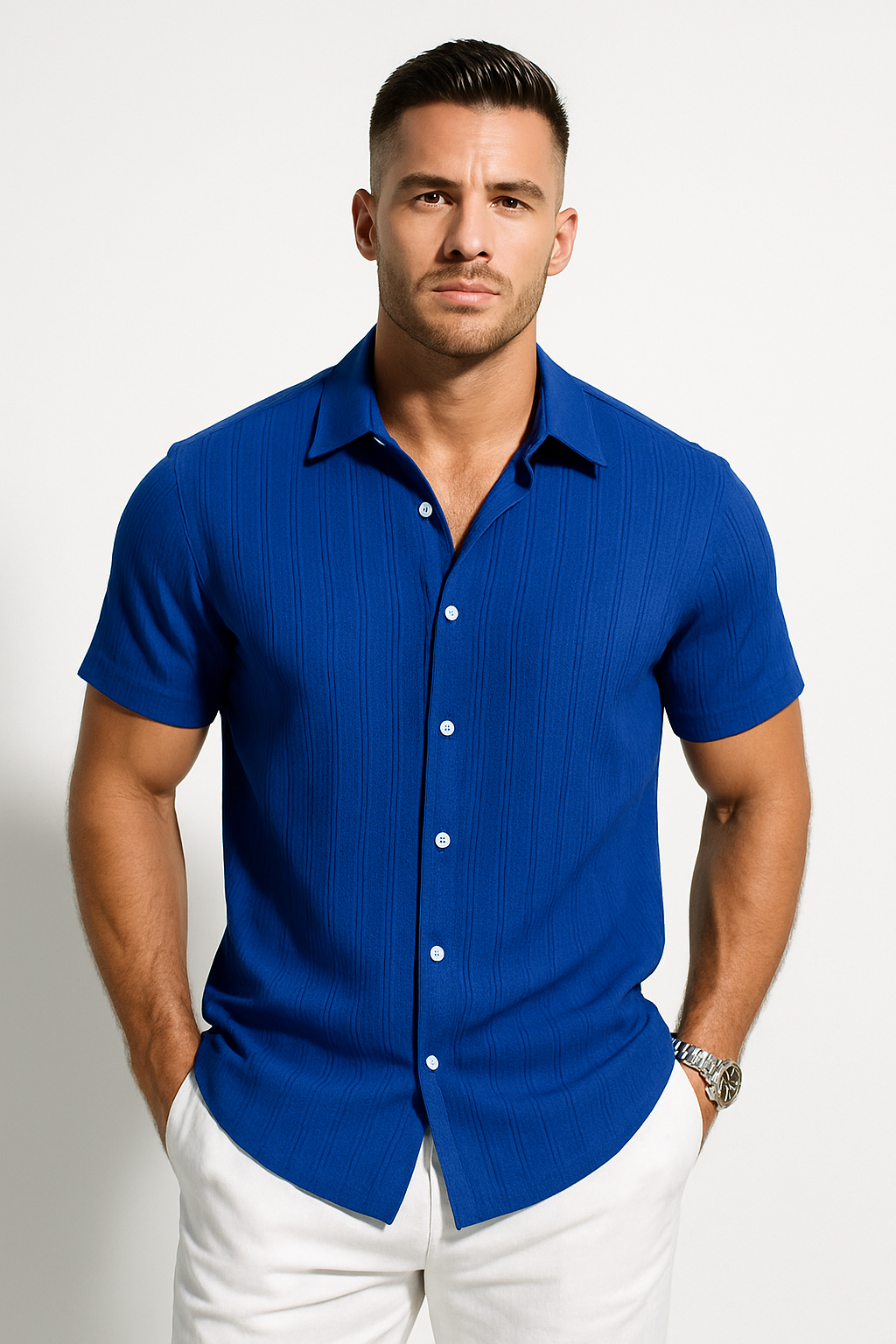 Classic Short Sleeve Men's Shirt with Slim Fit Design | Lightweight Fabric for Versatile Summer Style