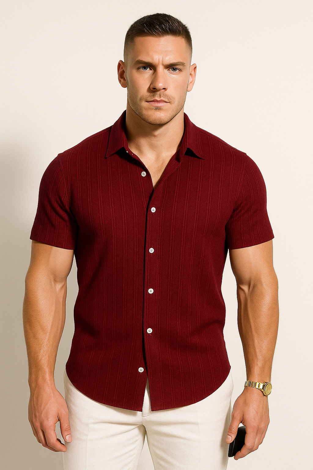 Classic Short Sleeve Men's Shirt with Slim Fit Design | Lightweight Fabric for Versatile Summer Style