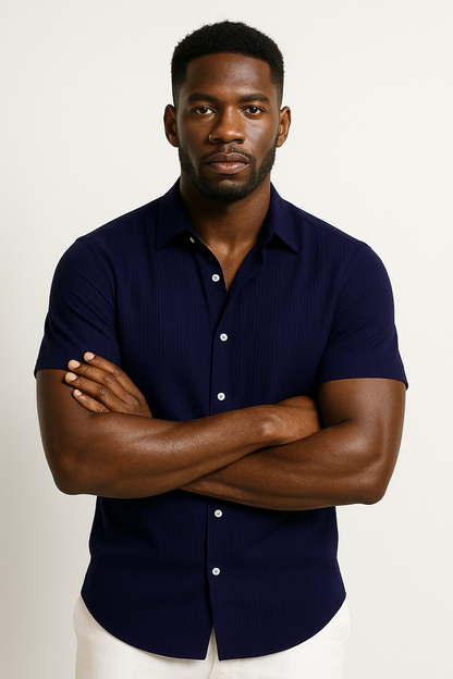 Classic Short Sleeve Men's Shirt with Slim Fit Design | Lightweight Fabric for Versatile Summer Style