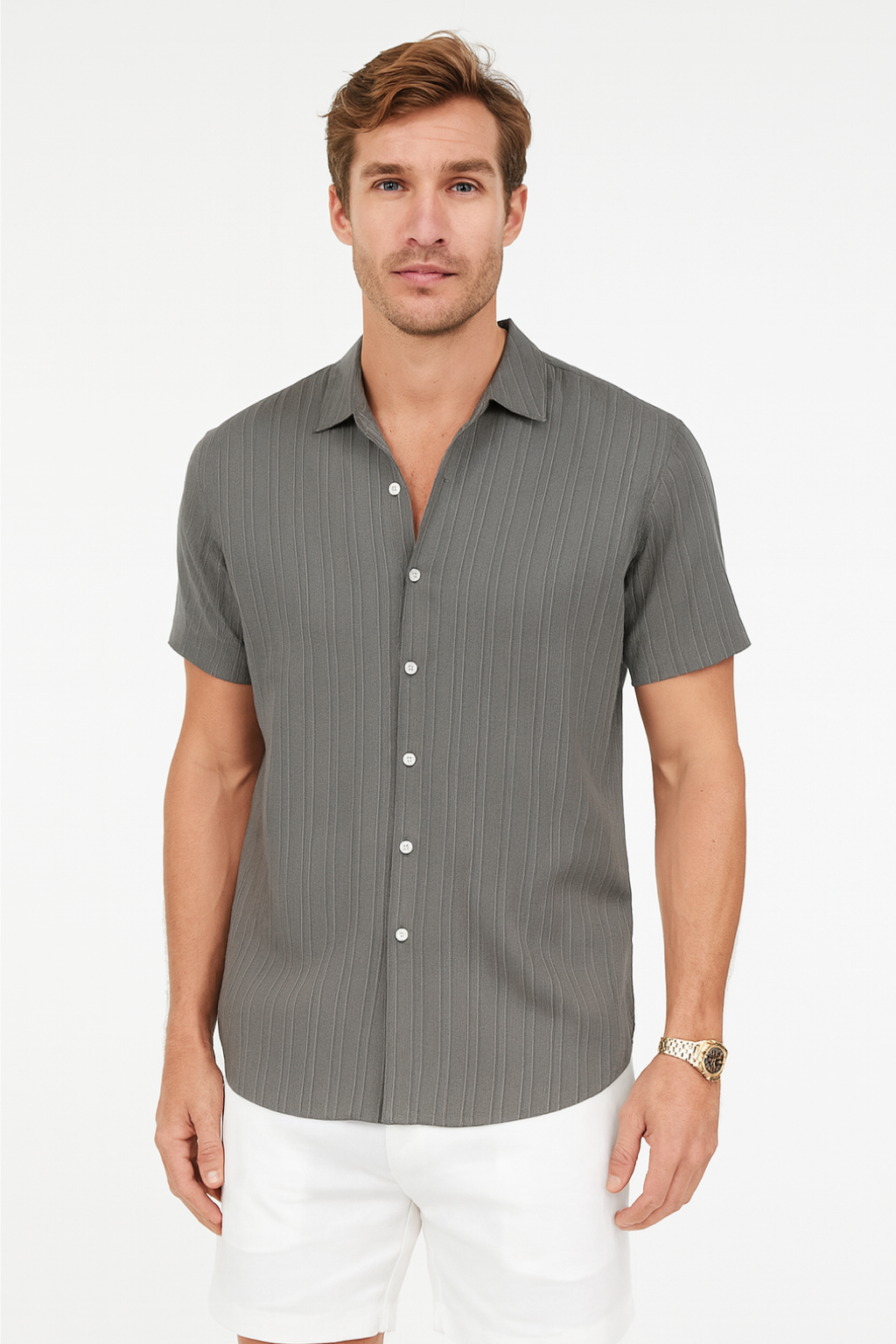 Classic Short Sleeve Men's Shirt with Slim Fit Design | Lightweight Fabric for Versatile Summer Style
