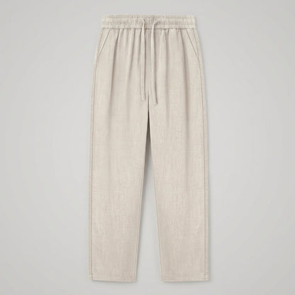 Elegant Comfort | Cropped Pants with Elastic Waist & Drawstring | Versatile Linen Trousers for Effortless Style