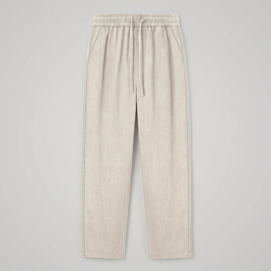 Elegant Comfort | Cropped Pants with Elastic Waist & Drawstring | Versatile Linen Trousers for Effortless Style