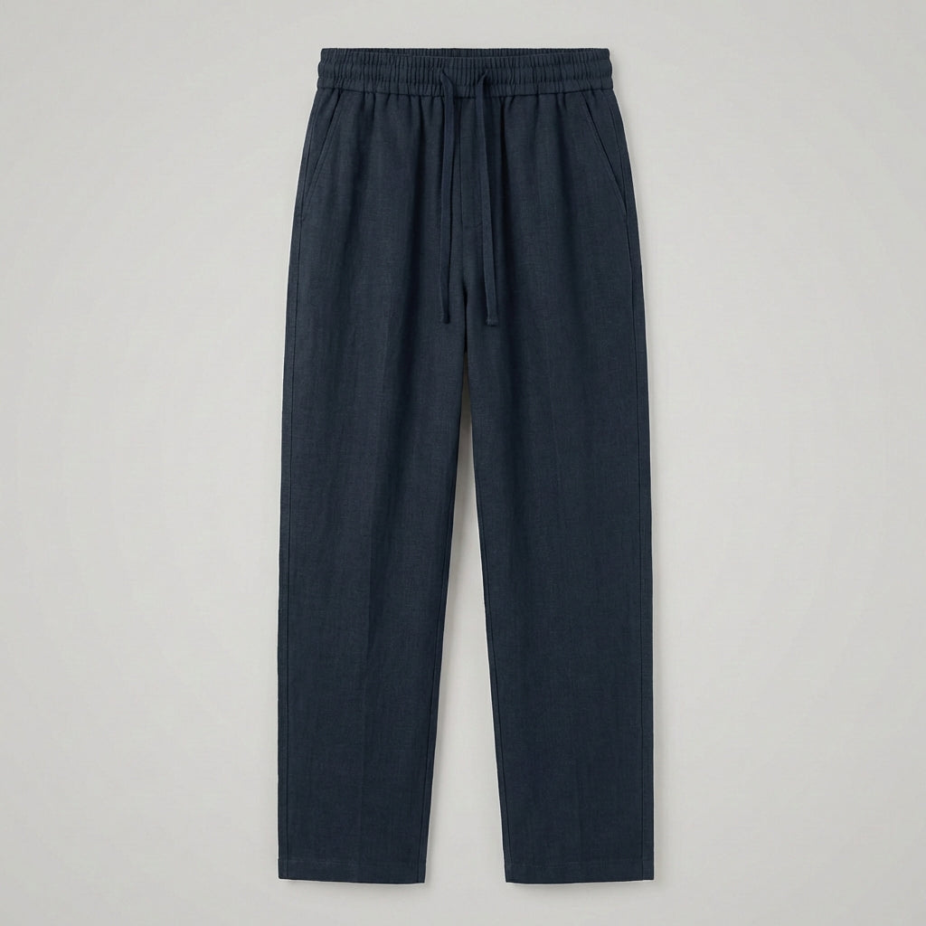 Elegant Comfort | Cropped Pants with Elastic Waist & Drawstring | Versatile Linen Trousers for Effortless Style