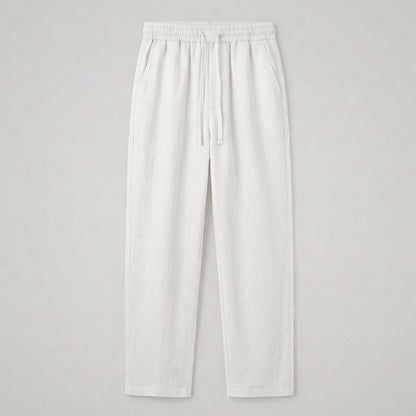 Elegant Comfort | Cropped Pants with Elastic Waist & Drawstring | Versatile Linen Trousers for Effortless Style