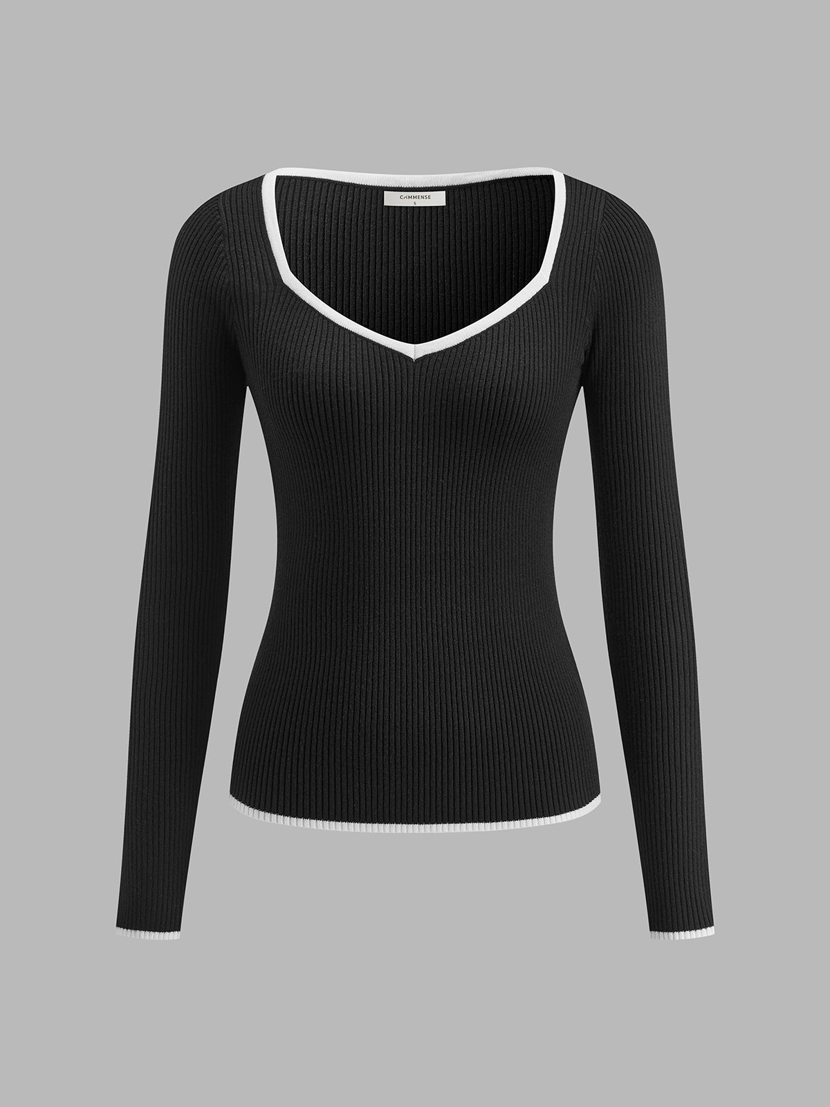 Elegant Knit Sweater | Women's Sweater with Contrast Trim & Ribbed Design for Stylish Warmth
