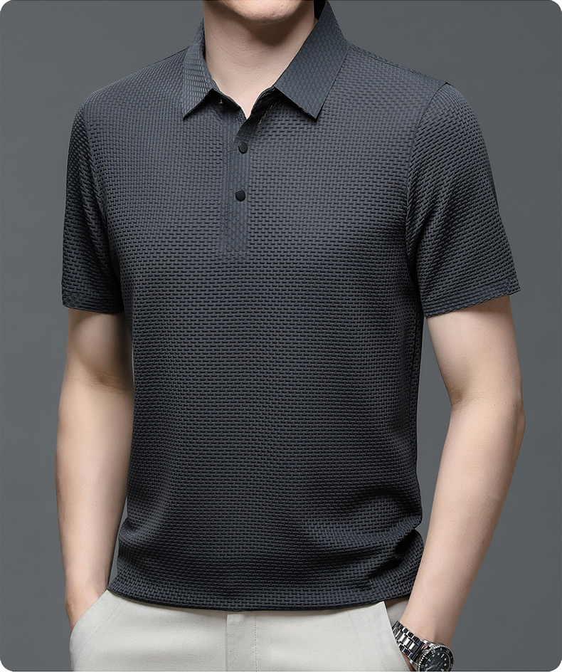 Elevated Style | Men's Polo Shirt with Textured Fabric & Classic Buttons | Versatile Summer Essential for Effortless Looks