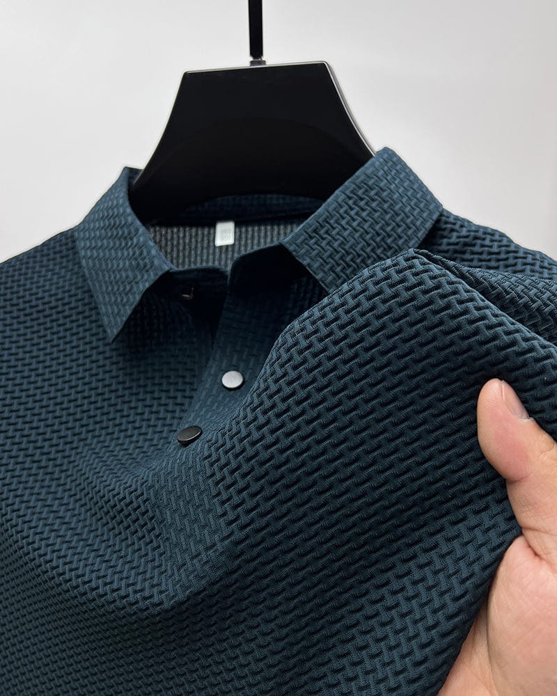 Elevated Style | Men's Polo Shirt with Textured Fabric & Classic Buttons | Versatile Summer Essential for Effortless Looks
