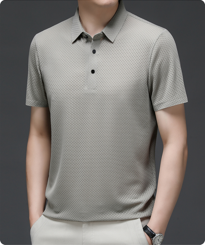 Elevated Style | Men's Polo Shirt with Textured Fabric & Classic Buttons | Versatile Summer Essential for Effortless Looks