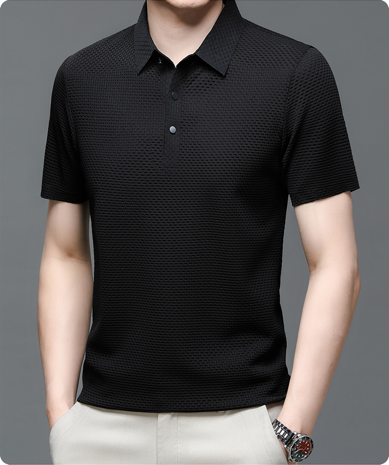 Elevated Style | Men's Polo Shirt with Textured Fabric & Classic Buttons | Versatile Summer Essential for Effortless Looks