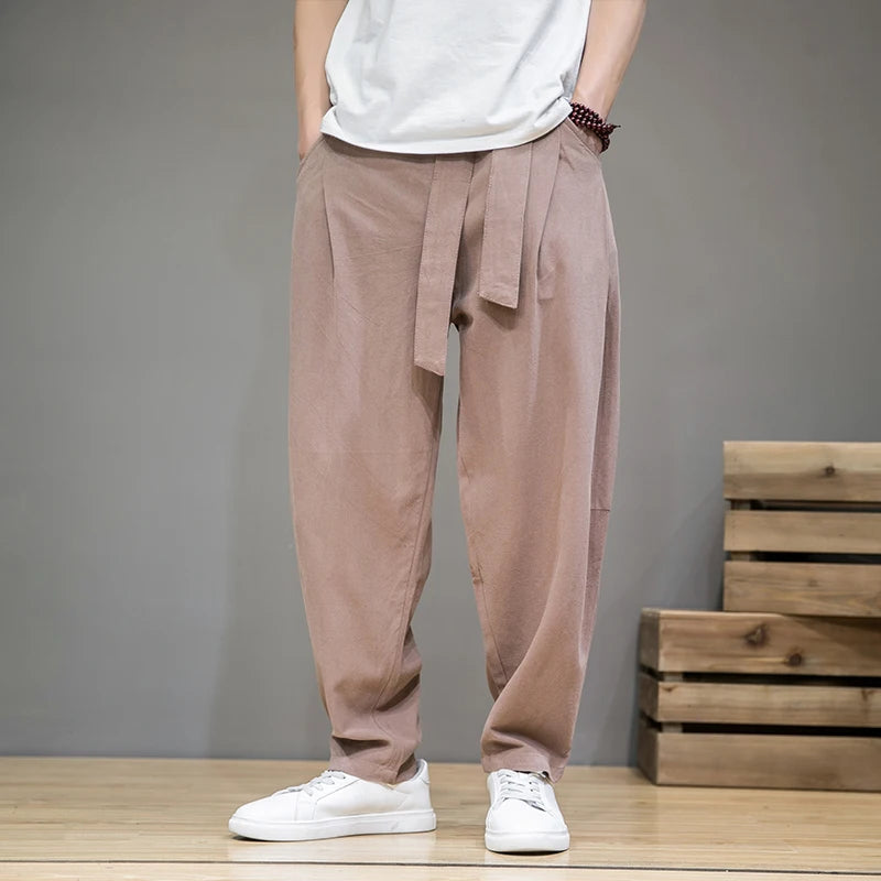 Linen Essential | Men's Linen Pants with Loose Fit & Breathable Design | Stylish Comfort for Summer Days