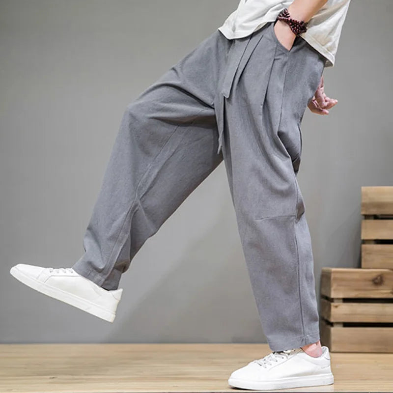 Linen Essential | Men's Linen Pants with Loose Fit & Breathable Design | Stylish Comfort for Summer Days