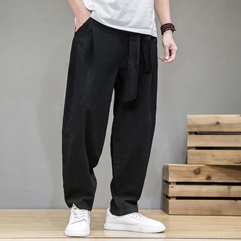 Linen Essential | Men's Linen Pants with Loose Fit & Breathable Design | Stylish Comfort for Summer Days