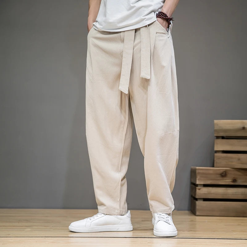 Linen Essential | Men's Linen Pants with Loose Fit & Breathable Design | Stylish Comfort for Summer Days