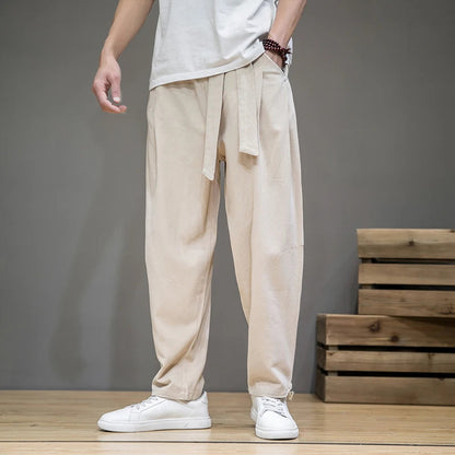 Linen Essential | Men's Linen Pants with Loose Fit & Breathable Design | Stylish Comfort for Summer Days