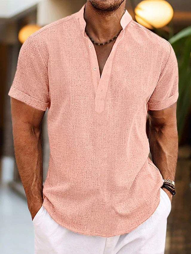 Matthew Collection | Men's Shirt with Classic Henley Design | Relaxed Fit for Effortless Summer Style