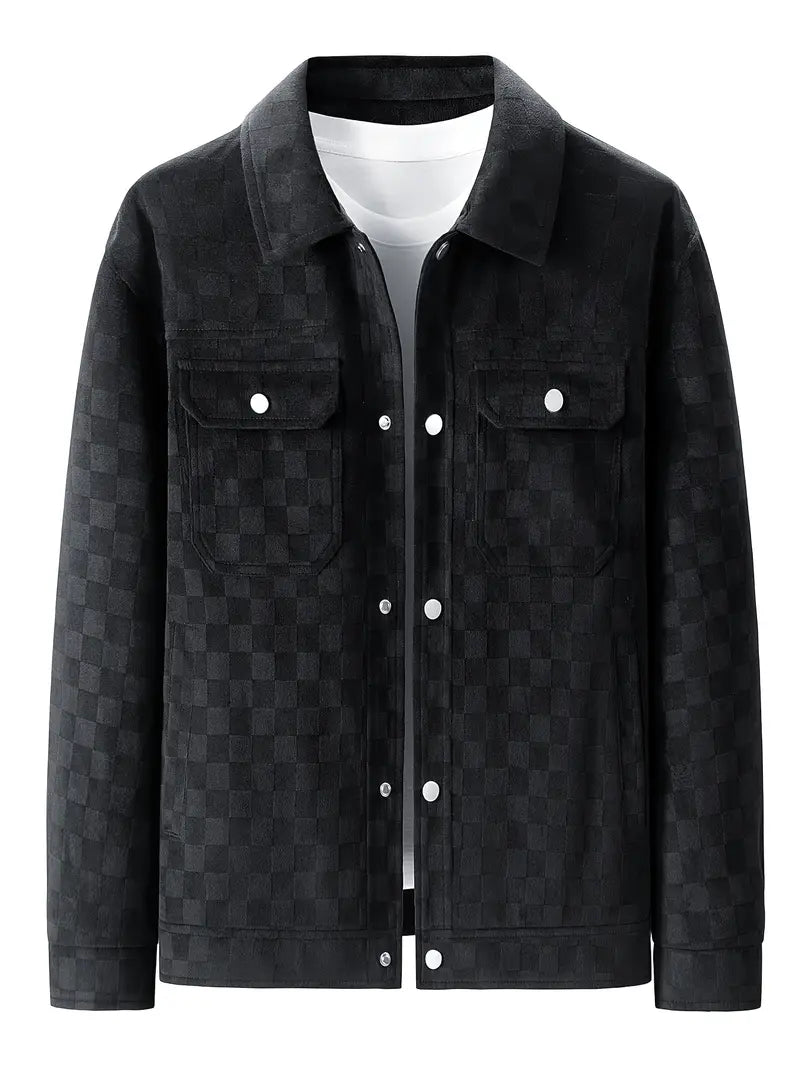 Mavrick Collection | Checkered Suede Jacket with Lightweight Design | Elegant Layering for Modern Style