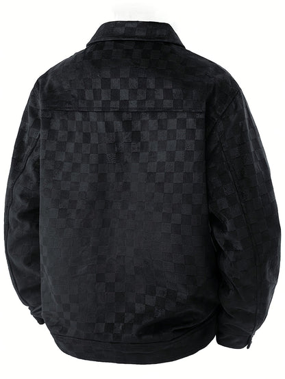 Mavrick Collection | Checkered Suede Jacket with Lightweight Design | Elegant Layering for Modern Style