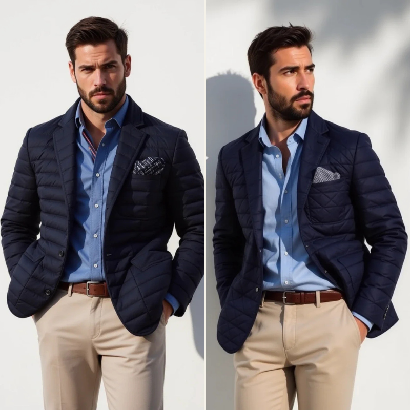 Milan Collection | Men's Blazer Jacket with Quilted Padding | Stylish Layering for Year-Round Versatility