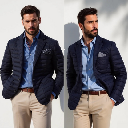 Milan Collection | Men's Blazer Jacket with Quilted Padding | Stylish Layering for Year-Round Versatility