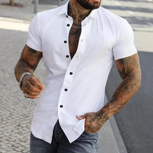 Tailored Muscle Fit Shirt | Men's Shirt with Breathable Short Sleeves | Stylish Design for Active Comfort