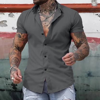 Tailored Muscle Fit Shirt | Men's Shirt with Breathable Short Sleeves | Stylish Design for Active Comfort