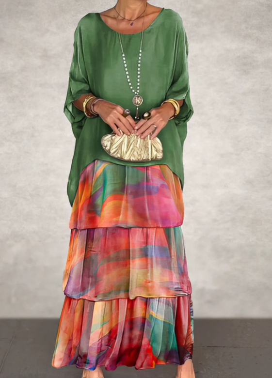 Virelle Modern | Long Sleeve Maxi Dress with Flowing Silhouette | Elegant Design for Effortless Style